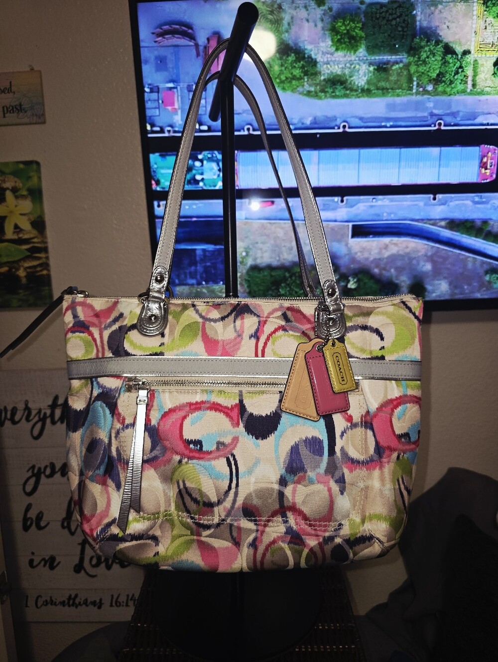 Coach Poppy Ikat Signature C Glam Tote (Style No. 19877)